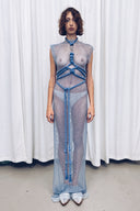 Chainmail Maxi Crystal Dress w/ Shabori Rope Harness