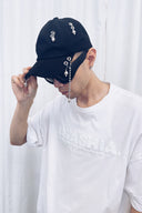 Ball & Chain Hat - Black w/ Pearls