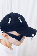 Ball & Chain Hat - Black w/ Pearls
