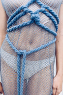 Chainmail Maxi Crystal Dress w/ Shabori Rope Harness