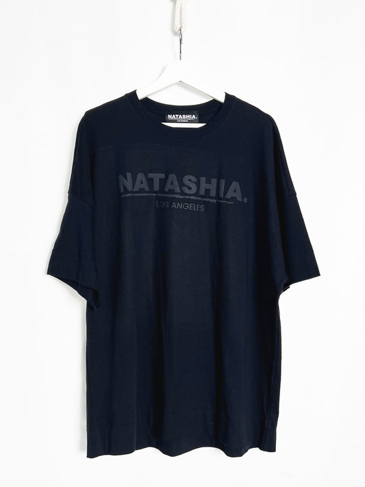 NATASHIA. Shadow Puff Logo Tee - Black