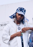 Samurai Bucket Hat - Patchwork Denim Bandana Lilac